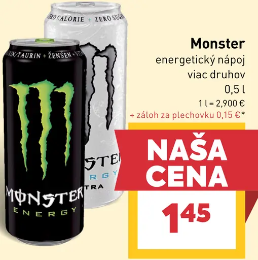 Monster energetický nápoj rôzne druhy