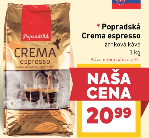 Popradská Crema Espresso zrnková káva