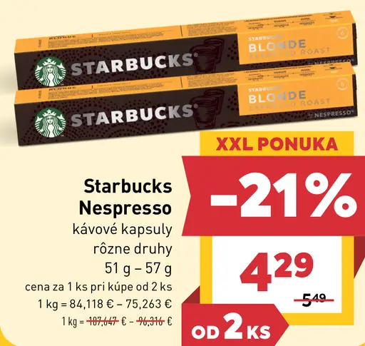 Starbucks Nespresso kávové kapsuly, rôzne druhy