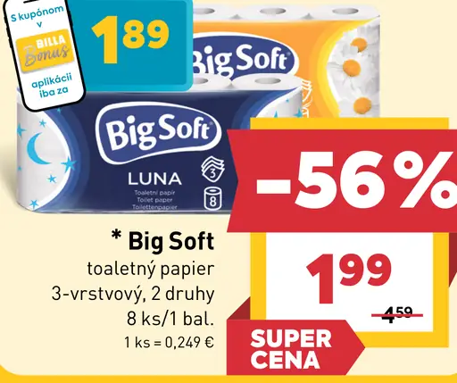 Big Soft Luna toaletný papier, 3-vrstvový, 2 druhy