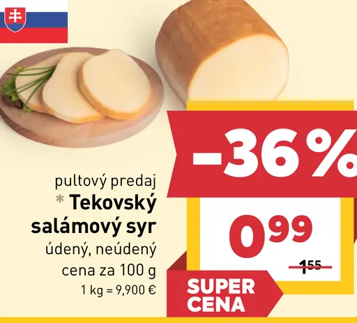 Tekovský salámový syr údený, neúdený