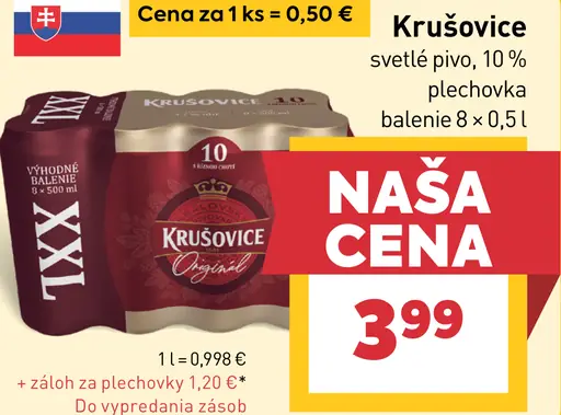 Krušovice svetlé pivo plechovka