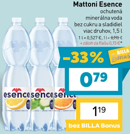 Mattoni esence ochutená minerálna voda bez cukru a sladidiel