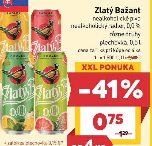 Zlatý Bažant Nealkoholický radler