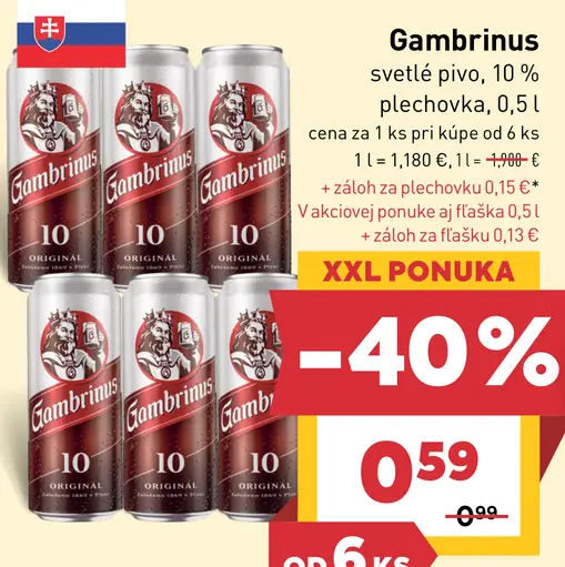 Gambrinus svetlé pivo plechovka
