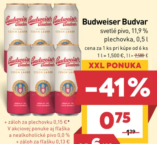 Budweiser Budvar svetlé pivo plechovka
