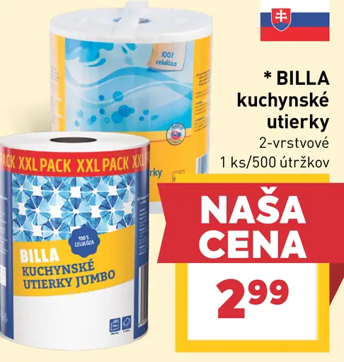 BILLA kuchynské utierky Jumbo 2-vrstvové