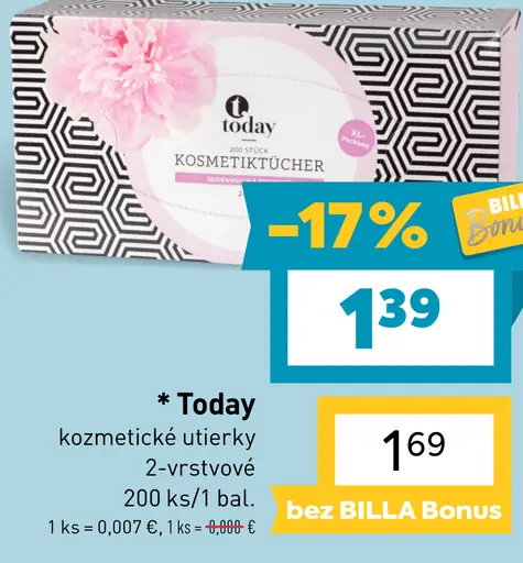 Today kozmetické utierky 2‑vrstvové