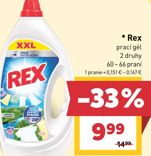 Rex prací gél, 2 druhy