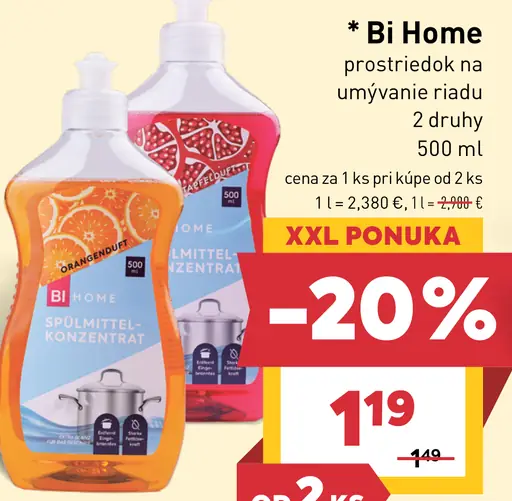 Bi Home prostriedok na umývanie riadu 2 druhy