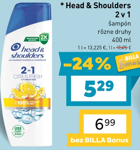 Head & Shoulders 2 v 1 šampón, rôzne druhy