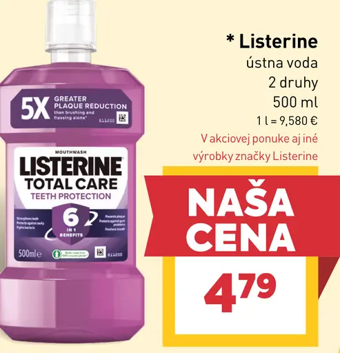 Listerine ústna voda vybrané druhy