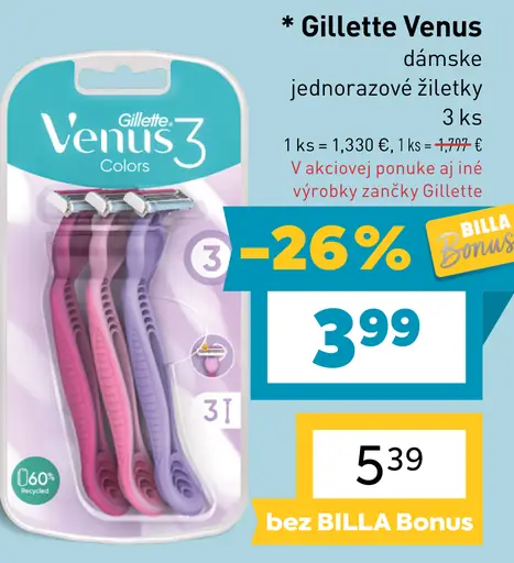 Gillette Venus 3 dámske jednorazové žiletky