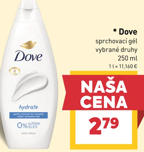 Dove sprchovací gél, vybrané druhy