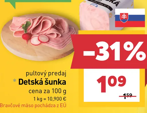 Detská šunka, 91 % podiel mäsa