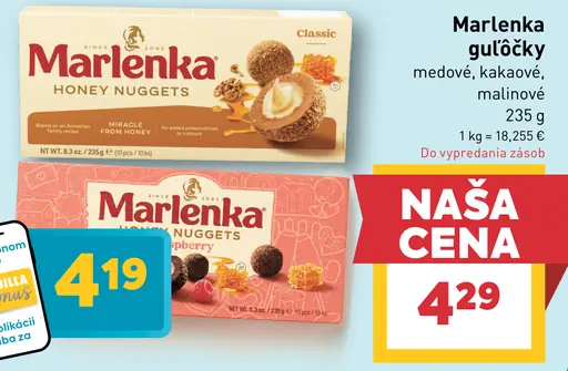 Marlenka guľôčky malinové, medové, kakaové