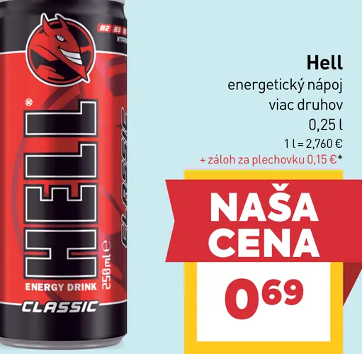 Hell energetický nápoj rôzne druhy plechovka