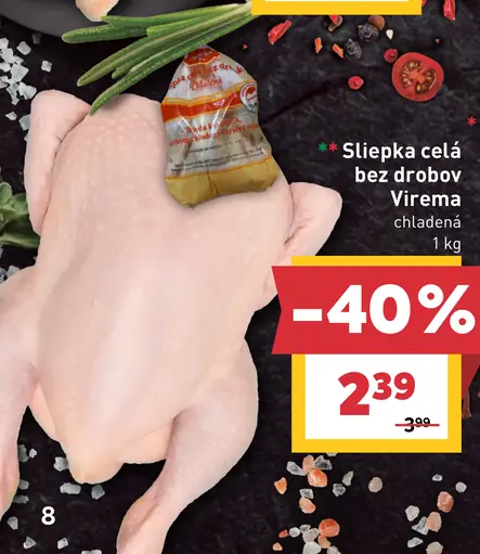 Sliepka celá bez drobkov Virema, chladená