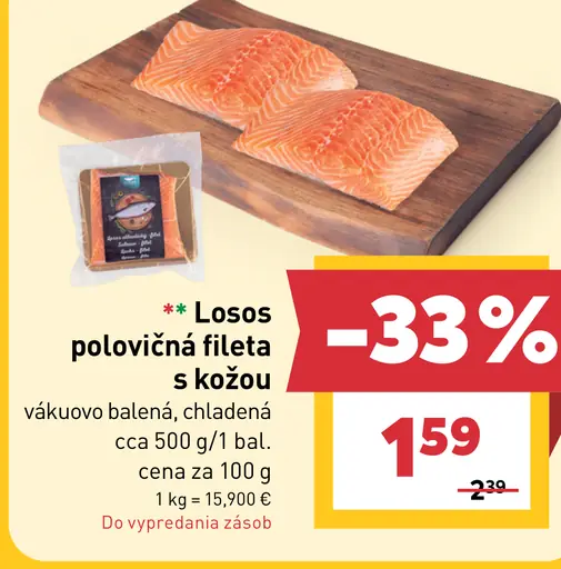 Losos polovičná fileta s kožou vákuovo balená, chladená