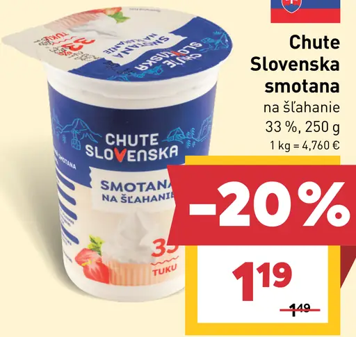 Chute Slovenska smotana na šľahanie 33 %