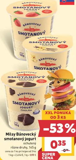 Milsy Bánovecký smotanový jogurt jahoda
