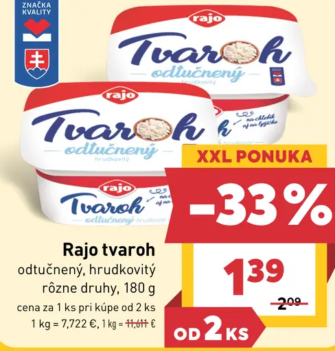 Rajo Tvaroh odtučnený hrudkovitý