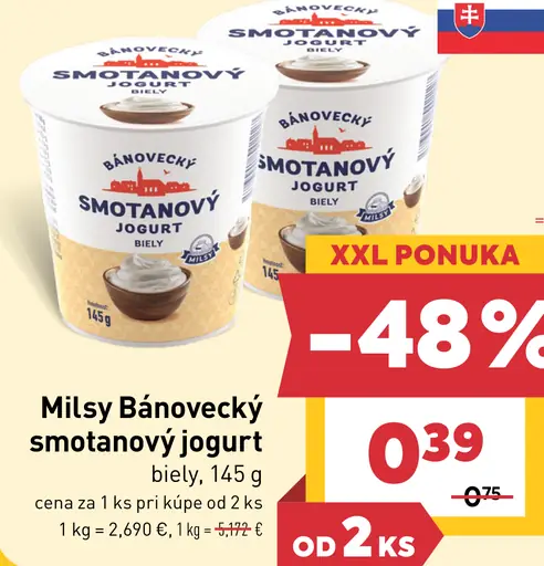 Milsy Bánovecký smotanový jogurt biely