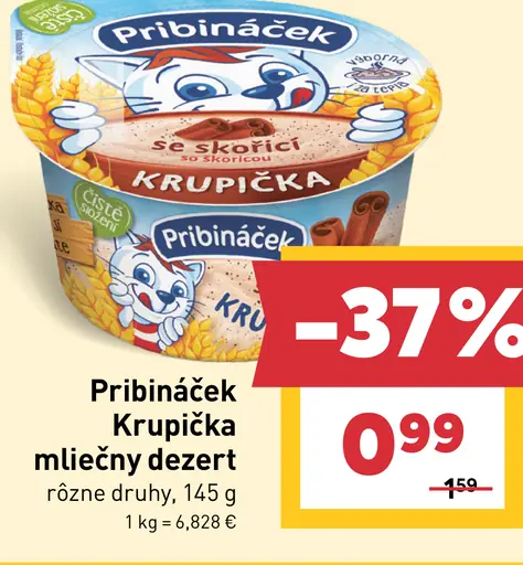 Pribináček Krupička mliečny dezert rôzne druhy