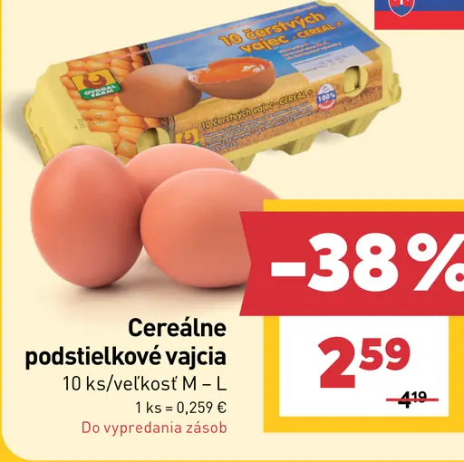Cereálne vajcia veľkosť M - L