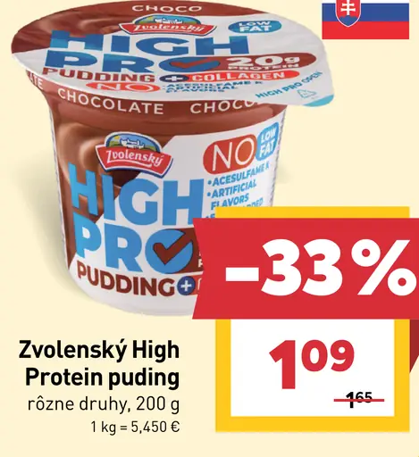 Zvolenský High Protein pudding, rôzne druhy