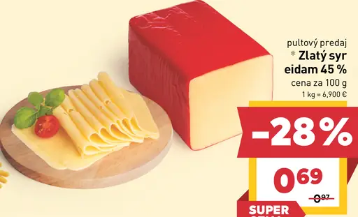 Zlatý syr eidam 45 %