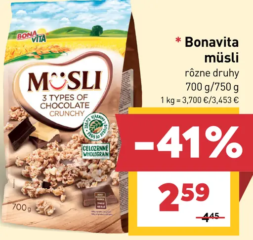Bonavita müsli rôzne druhy