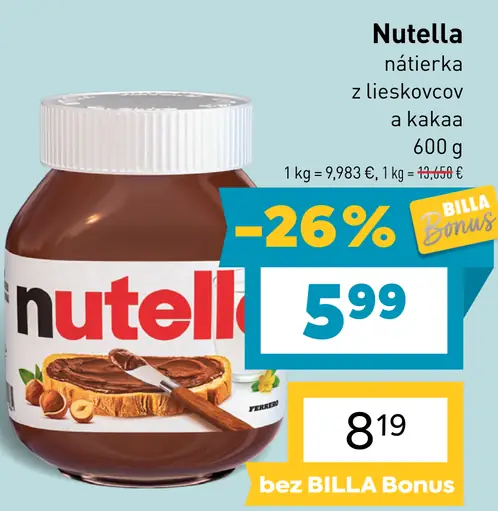 Nutella Nátierka s lieskovými orieškami a kakaom