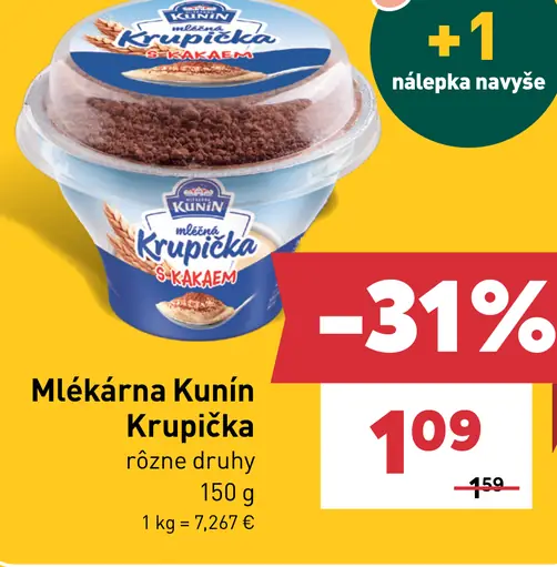 Mlieč... Kunín Krupička s kakaom, rôzne druhy