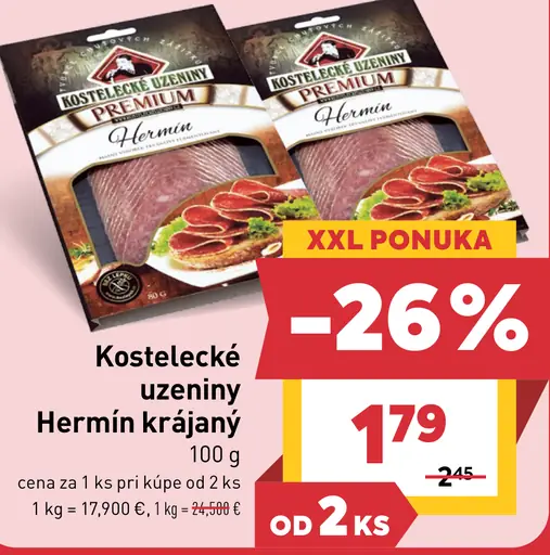 Kostelecké údeniny Hermín krájaný