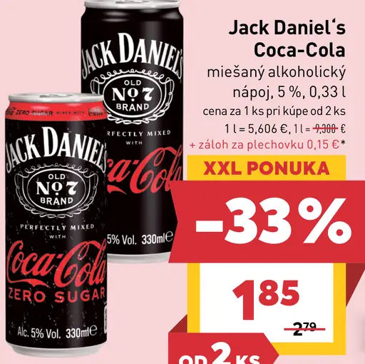 Jack Daniel's cola miešaný alkoholický nápoj