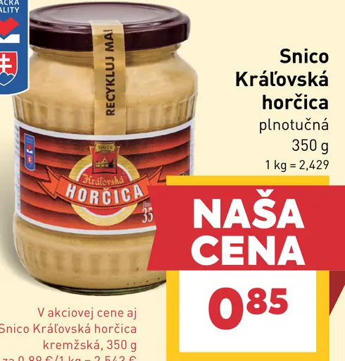 Snico Kráľovská Horčica plnotučná