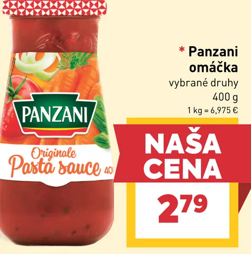 Panzani omáčka, vybrané druhy