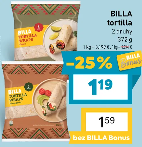 BILLA tortilla, 2 druhy