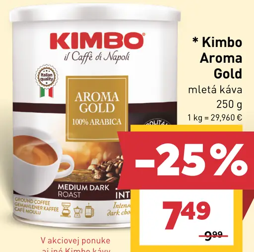 Kimbo Aroma Gold mletá káva