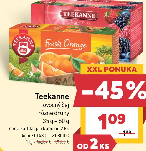 Teekanne Čaj ovocný rôzne druhy