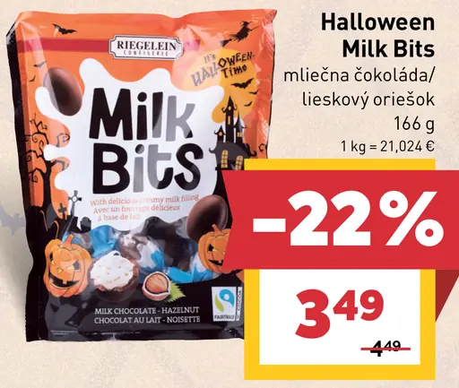 Halloween Milk Bits mliečna čokoláda a lieskový oriešok