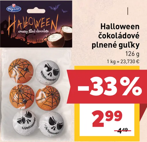 Čokoládové plnené guľky Halloween