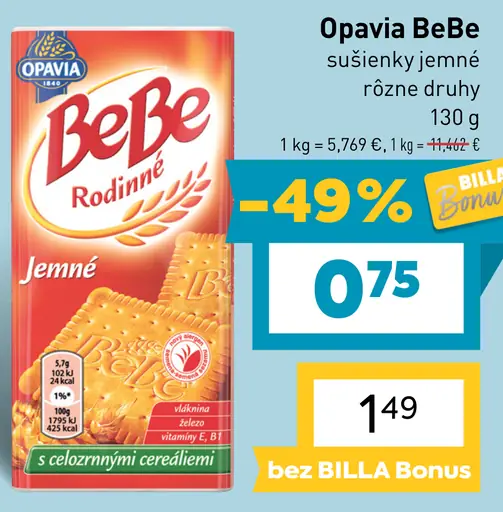 Opavia Bebe jemné sušienky