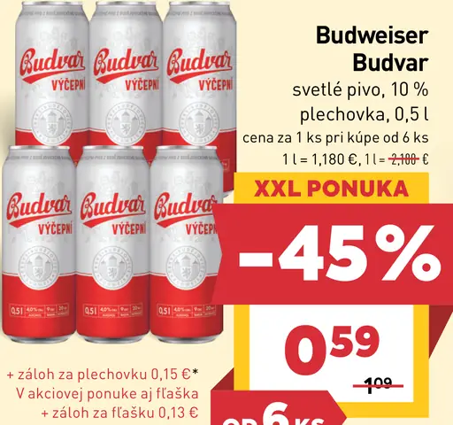 Budweiser Budvar svetlé pivo plechovka