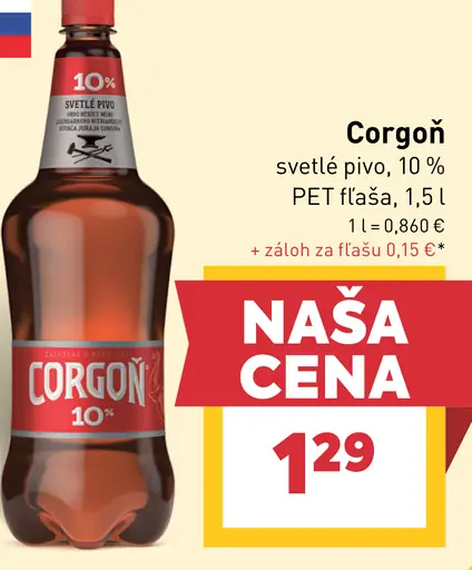 Corgoň svetlé pivo PET fľaša