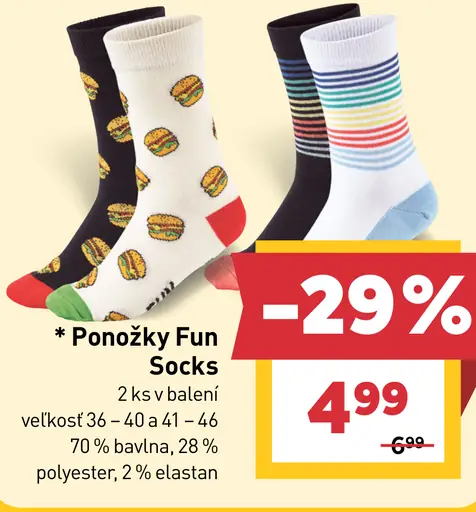 Ponožky Fun Socks, rôzne vzory a veľkosti