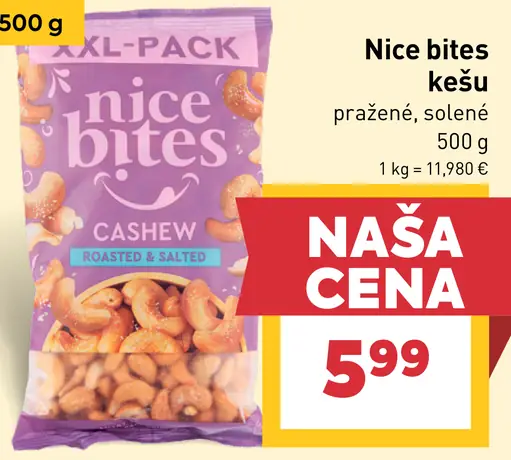 Nice bites kešu pražené, solené