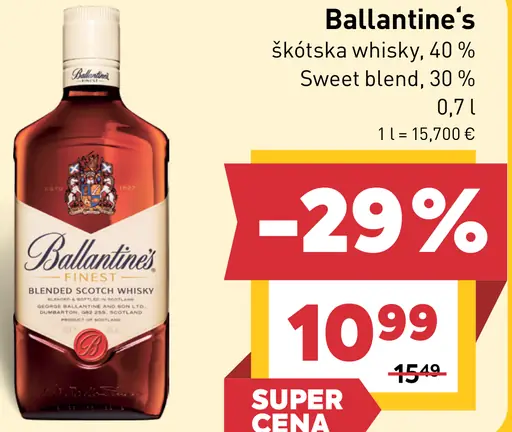 Ballantine's škótska whisky Sweet Blend