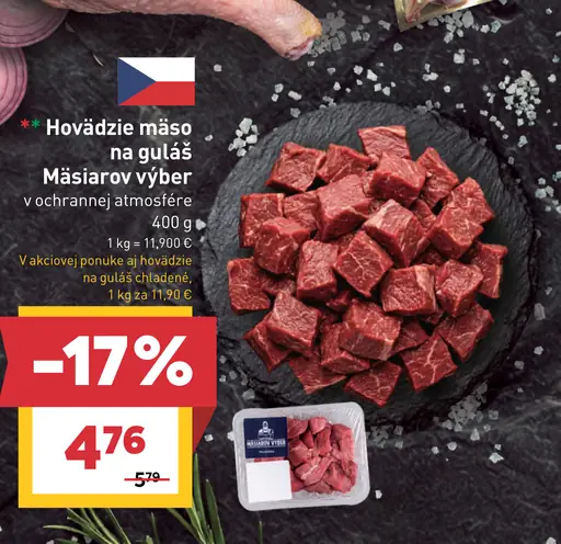 Mäsiarov výber hovädzie mäso na guláš